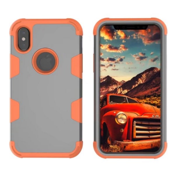 iPhone X/XS - kotelo LEMAN Grå/Orange