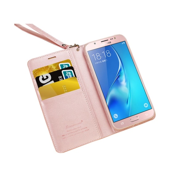 Samsung Galaxy J5 2017 - Hanmanin PU-nahkainen lompakkokotelo Svart