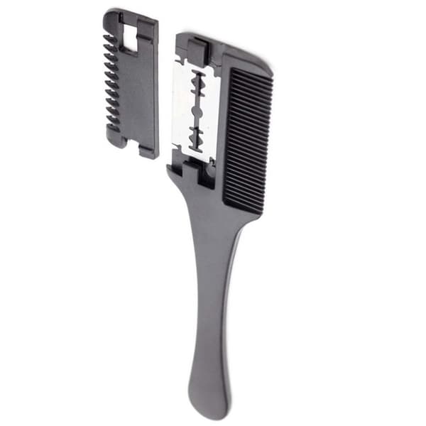 Glat stylingkam med barberblad Svart