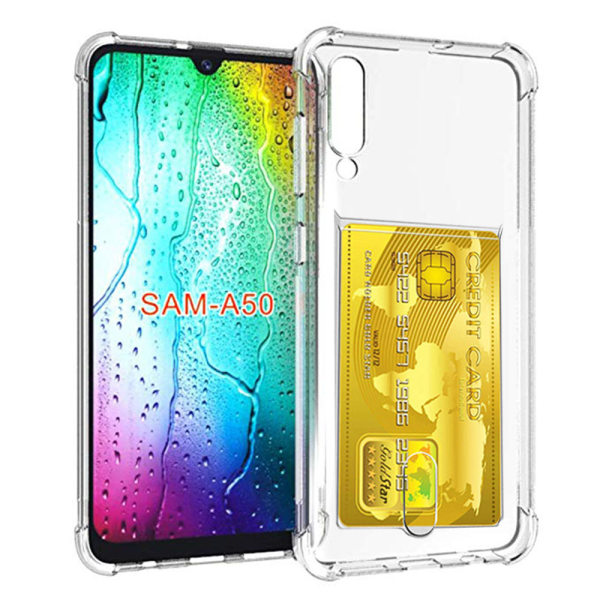 Silikonskal med Korthållare - Samsung Galaxy A50 Transparent/Genomskinlig