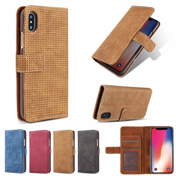 Fodral med Plånbok "Vintage Mesh" för iPhone XS Max Brun Brun