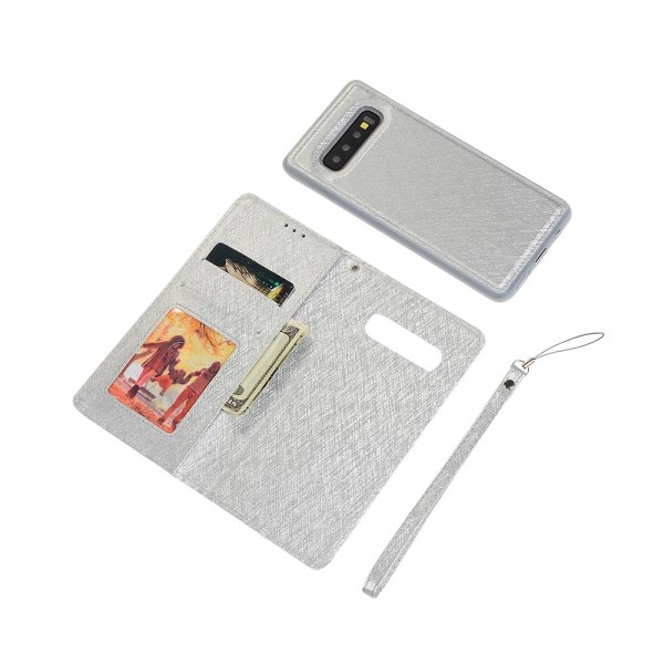 Smidigt Dubbelfunktion Plånboksfodral - Samsung Galaxy S10 Silver