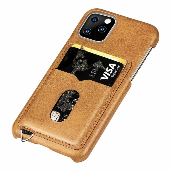 Stilfuldt cover med kortrum (LEMAN) - iPhone 11 Pro Mörkbrun