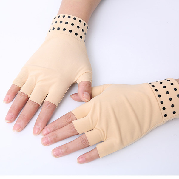1-Par Kompress Fingerlösa Artrit Handskar Beige