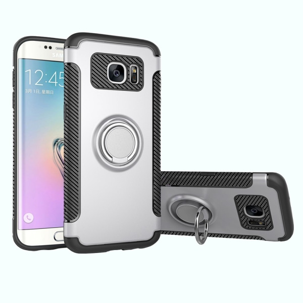 Samsung Galaxy S7 Edge - Stilfuldt cover med ringholder Silver