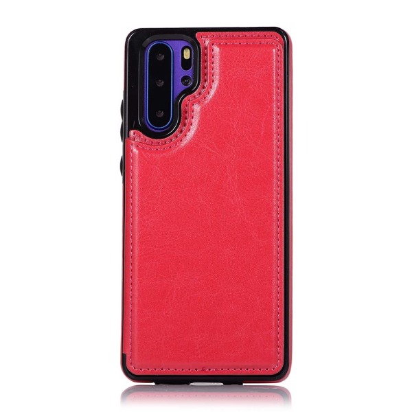 Huawei P30 Pro - Eksklusivt praktisk cover med kortrum Röd