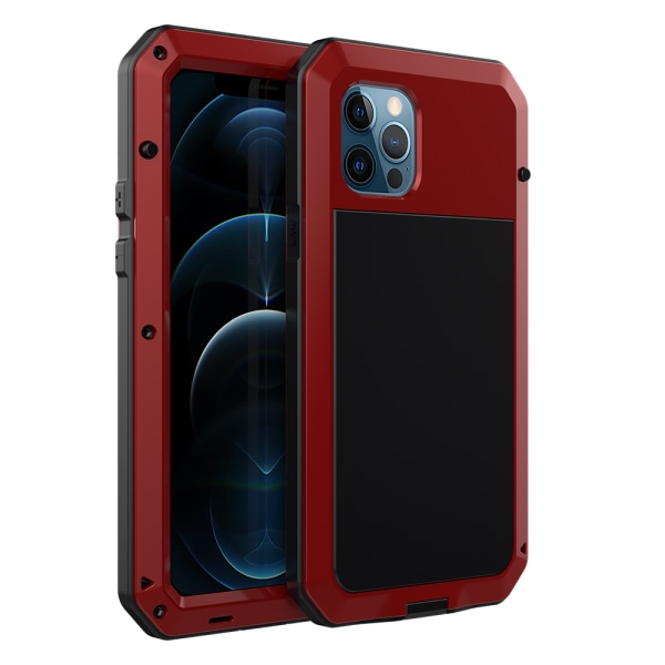 Kraftig 360-aluminiumsdeksel HEAVY DUTY - iPhone 12 Pro Röd