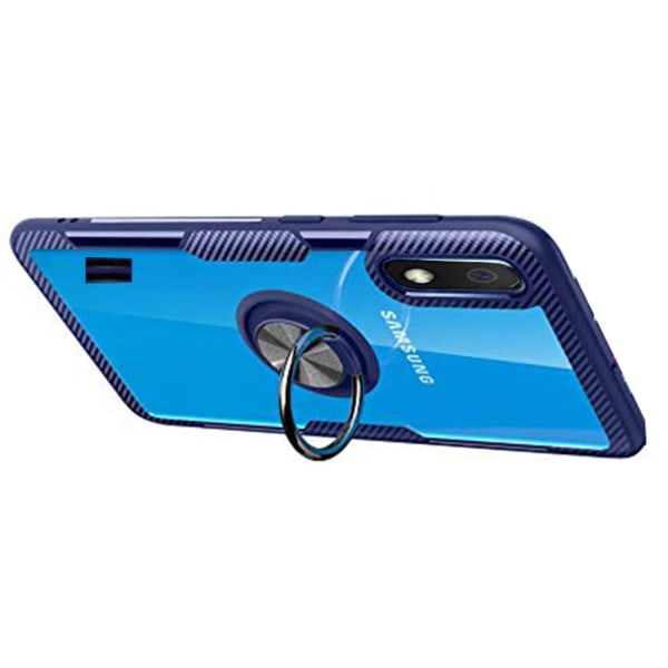 Fleksibelt deksel med ringholder (Leman) - Samsung Galaxy A10 Mörkblå