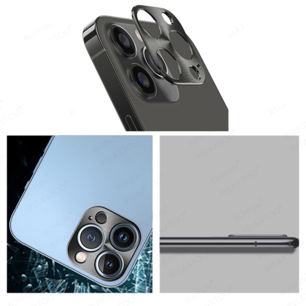 iPhone 12 aluminiumslegeringsramme kamera linsebeskytter Svart
