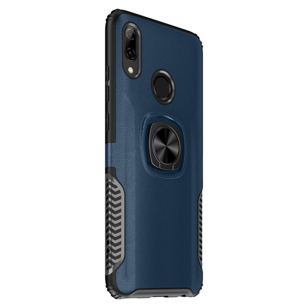 Tyylikäs käytännöllinen kansi sormustelineellä - Huawei P20 Lite Mörkblå