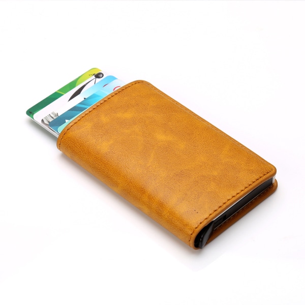 Korthållare LEMAN (RFID & NFC Skyddad) Aluminium/PU-Läder Brun