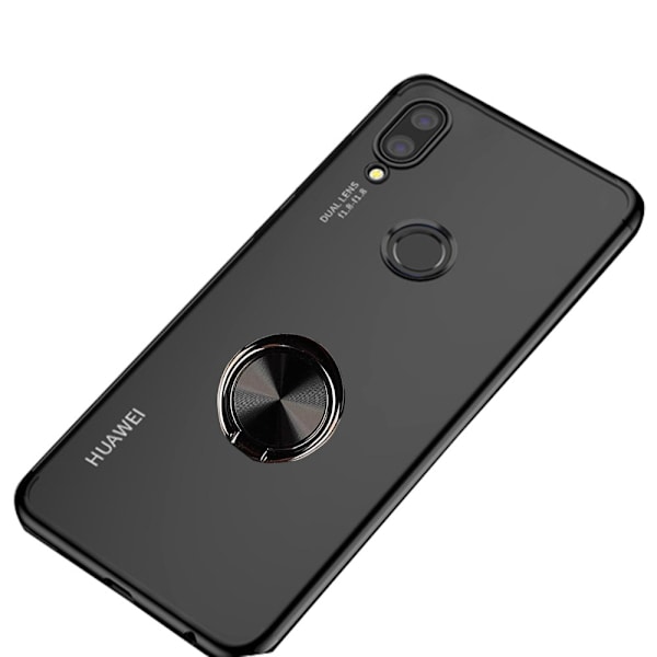 Huawei P Smart 2019 - Skyddande Silikonskal med Ringhållare Roséguld