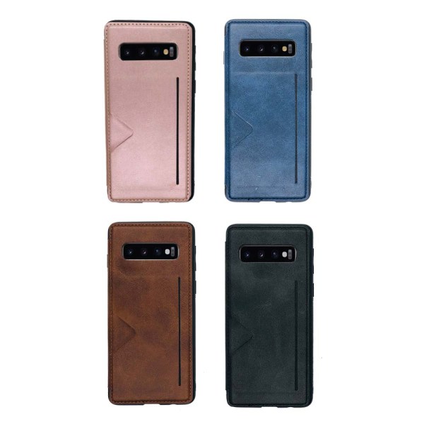Samsung Galaxy S10 - Stilsäkert Robust Skal med Kortfack Mörkblå