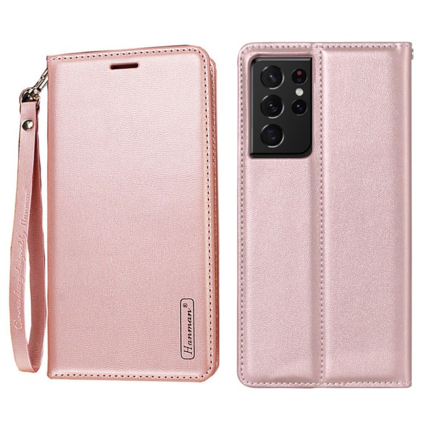 Samsung Galaxy S24 Ultra - Stilfuldt pung etui med 3 kortpladser Pink gold