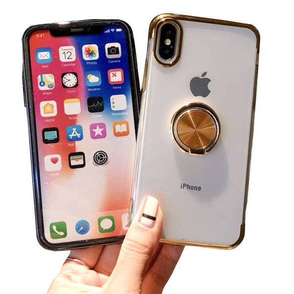 Exklusivt Silikonskal med Ringhållare - iPhone XS MAX Guld