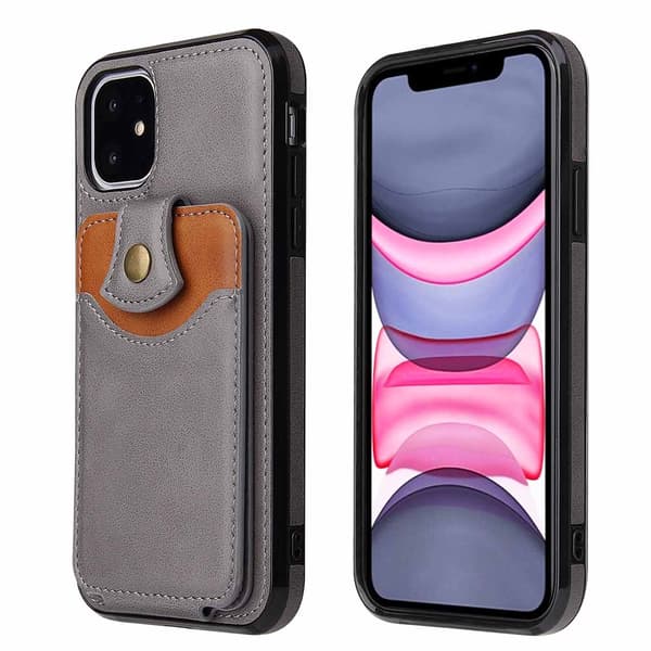 Skyddande Skal med Korthållare - iPhone 11 Mörkbrun