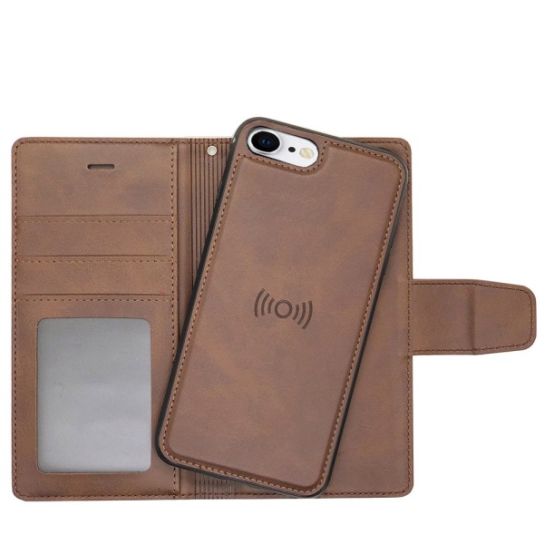 Elegant lommebokdeksel med dobbel funksjon - iPhone 8 Brun