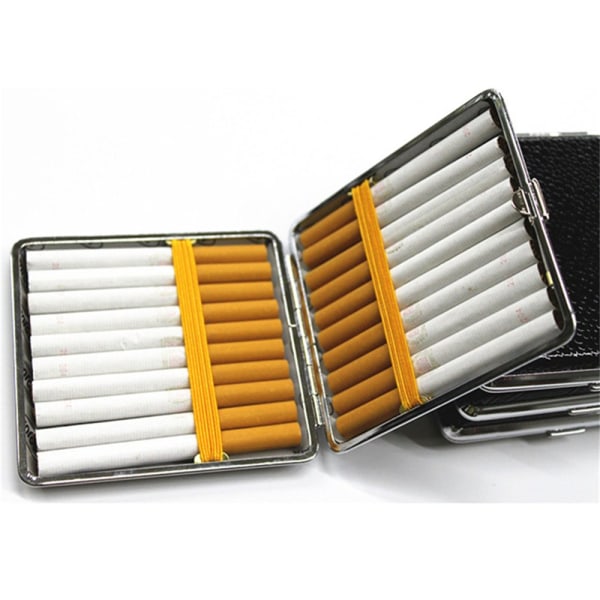 Stilsäkert Cigarettfodral i metall och PU-läder Svart