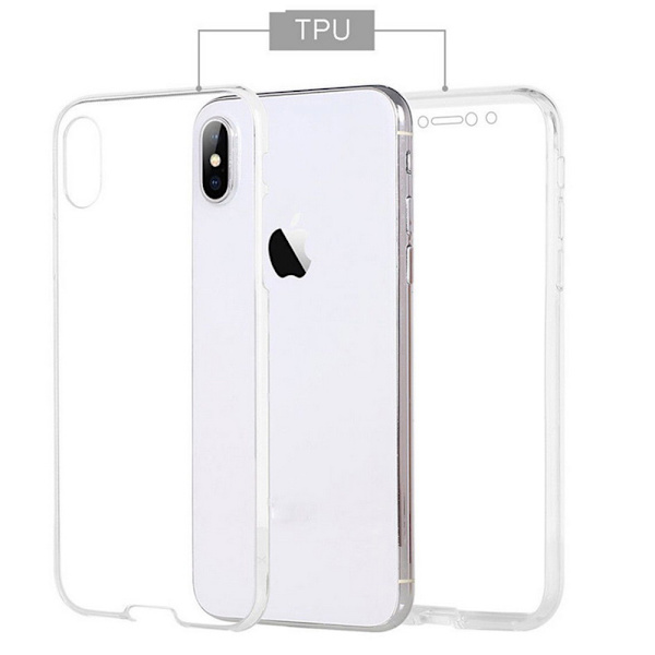 Dobbeltsidet silikonecover med touchfunktion til iPhone X/XS Blå