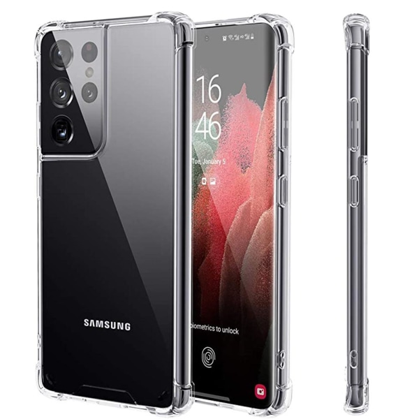Stilfuldt robust beskyttelsescover - Samsung Galaxy S21 Ultra Transparent/Genomskinlig