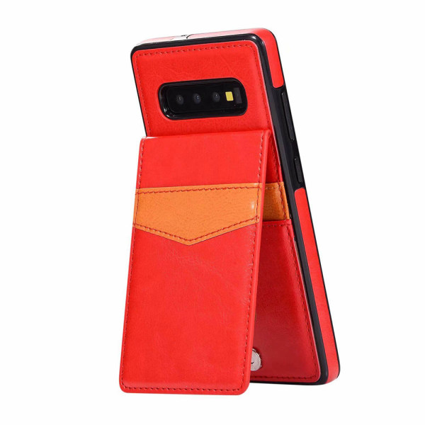 Samsung Galaxy S10 + - LEMAN Tyylikäs kansi korttilokerolla Röd