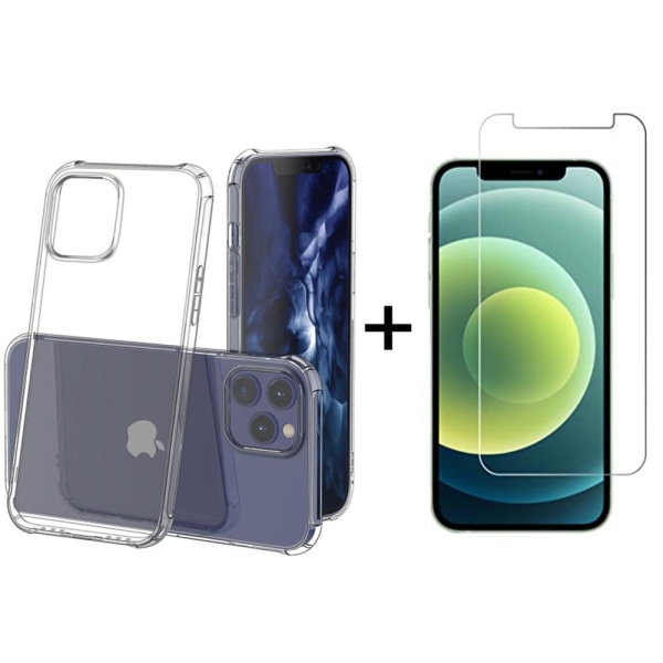 Skyddande Floveme Silikonskal + Skärmskydd - iPhone 12 Pro Transparent/Genomskinlig