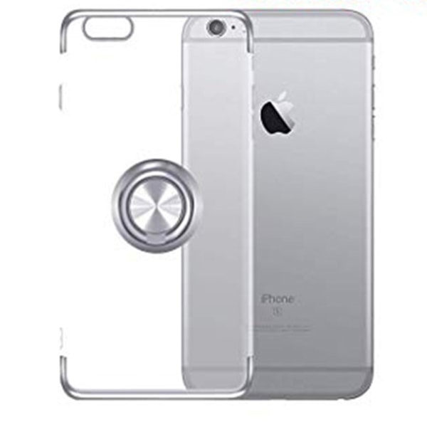 iPhone 6/6S Plus - Silikonetui med ringholder Silver