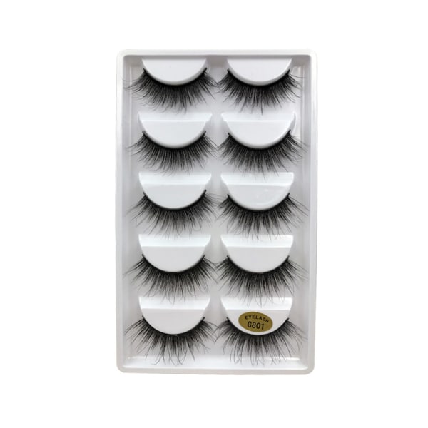 5-PACK klassiske falske øjenvipper i minkhår (3D) G801