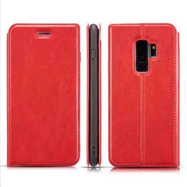 Suojaava retrolompakkokotelo - Samsung Galaxy S9 Röd