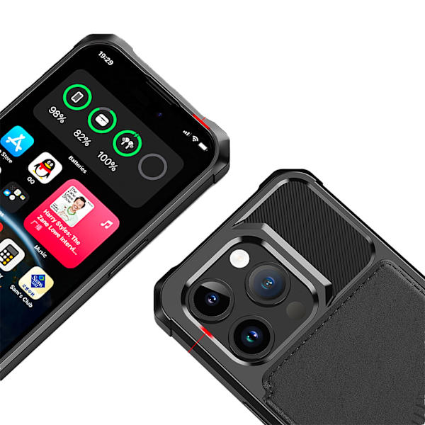 Elegant plånboksfodral i lyxigt PU-läder för iPhone 15 Pro Max Black