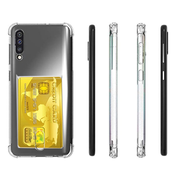 Silikonecover med kortholder - Samsung Galaxy A50 Transparent/Genomskinlig