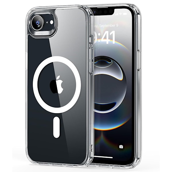 iPhone 16E  Magnetiskt Skal med Kepsfunktion & Stötskydd Genomskinlig