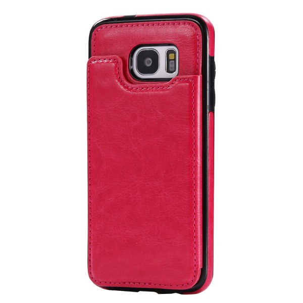Tyylikäs lompakkosuoja (M-Safe) Samsung Galaxy S7 Edgelle Rosaröd