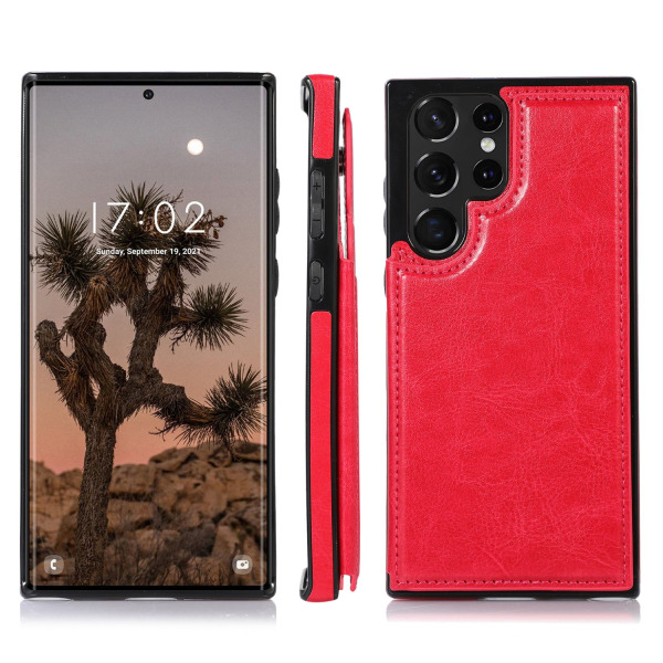 Samsung Galaxy S23 Ultra - Elegant cover til kortrum Röd