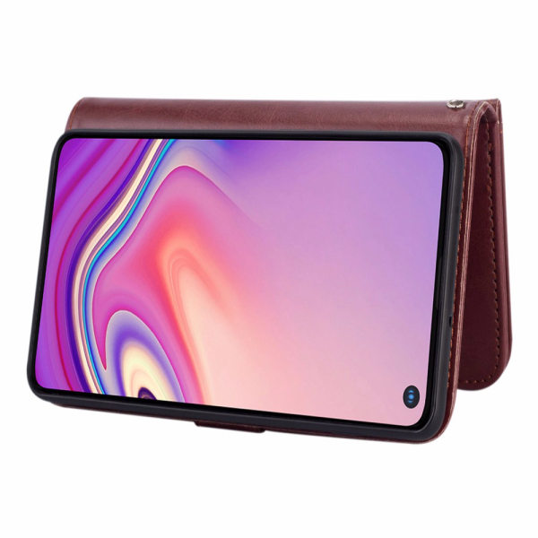 Samsung Galaxy S10E - Elegant Smart 9-Card Wallet Cover Brun