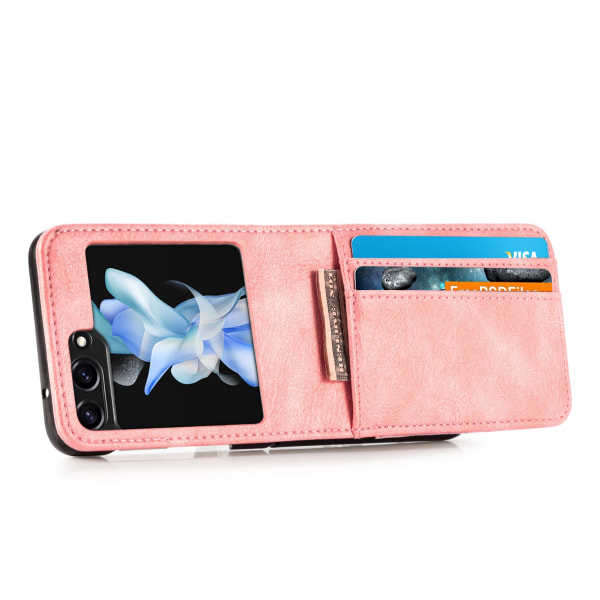 Galaxy Z Flip 5 5G - Lompakkokotelo korttipaikalla Pink gold