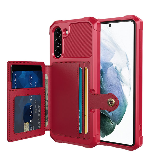Smart & Smidigt Skal med Kortfack - Samsung Galaxy S21 FE Röd