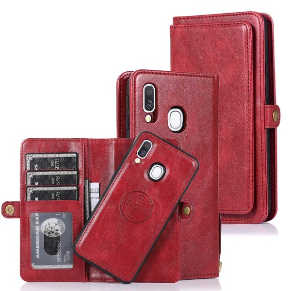 Elegant Dubbelfunktions Plånboksfodral - Samsung Galaxy A40 Röd