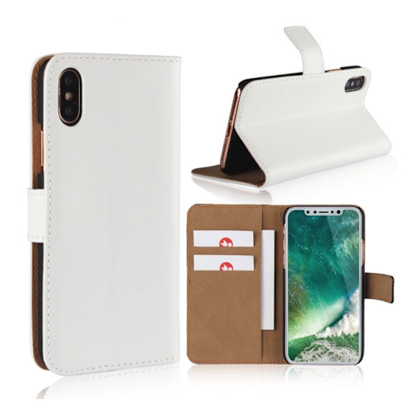 iPhone X - Plånboksfodral i Läder från LEMAN Blå