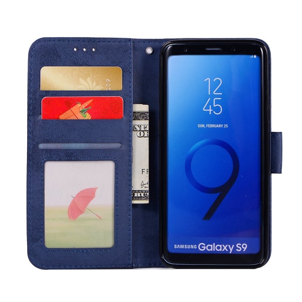 Samsung Galaxy S9 - Silk-Touch-deksel med lommebok og skall Brun