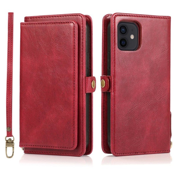 Sileä tyylikäs 2-1 lompakkokotelo - iPhone 12 Mini Röd