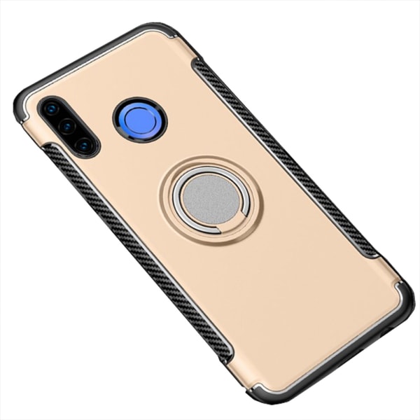 Huawei P30 Lite - Elegant Skyddsskal med Ringhållare Svart