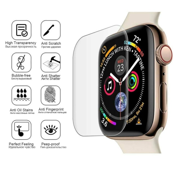 Blød skærmbeskytter PET Apple Watch Series 5/4 40/44mm Transparent/Genomskinlig 44mm