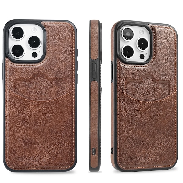 iPhone 12 Pro Max - LEMAN Design Fodral med Kortplats Ljusbrun