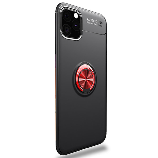 Glat silikonecover med ringholder - iPhone 11 Pro Röd/Röd