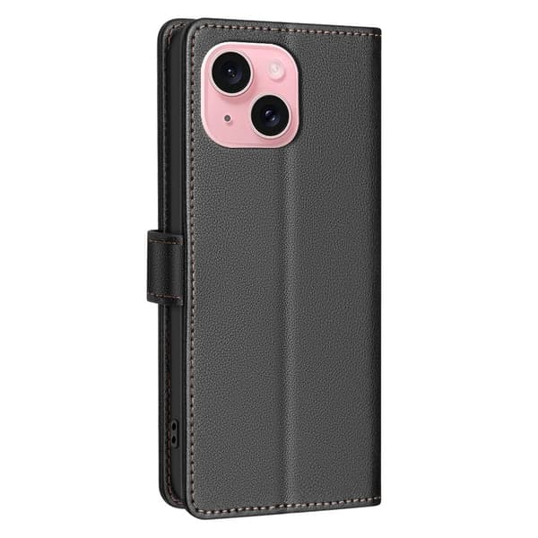 iPhone 15 - Elegant 2-i-1 Fodral med RFID-skydd & Stativ Svart