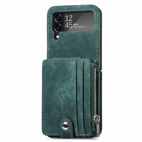 Elegant cover med kortrum - Samsung Galaxy Z Flip 4 Grön