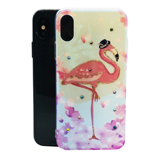 Cover i retro design (Pink Flamingo) til iPhone X/XS