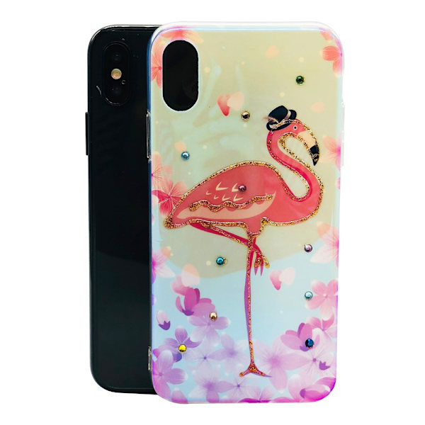 Skal i Retrodesign (Pink Flamingo) till iPhone X/XS
