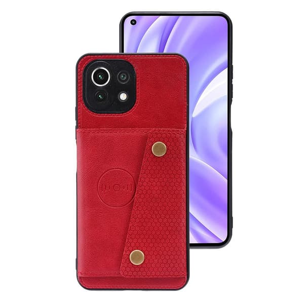 Stilfuldt glat cover med kortholder - Xiaomi Mi 11 Lite Grå